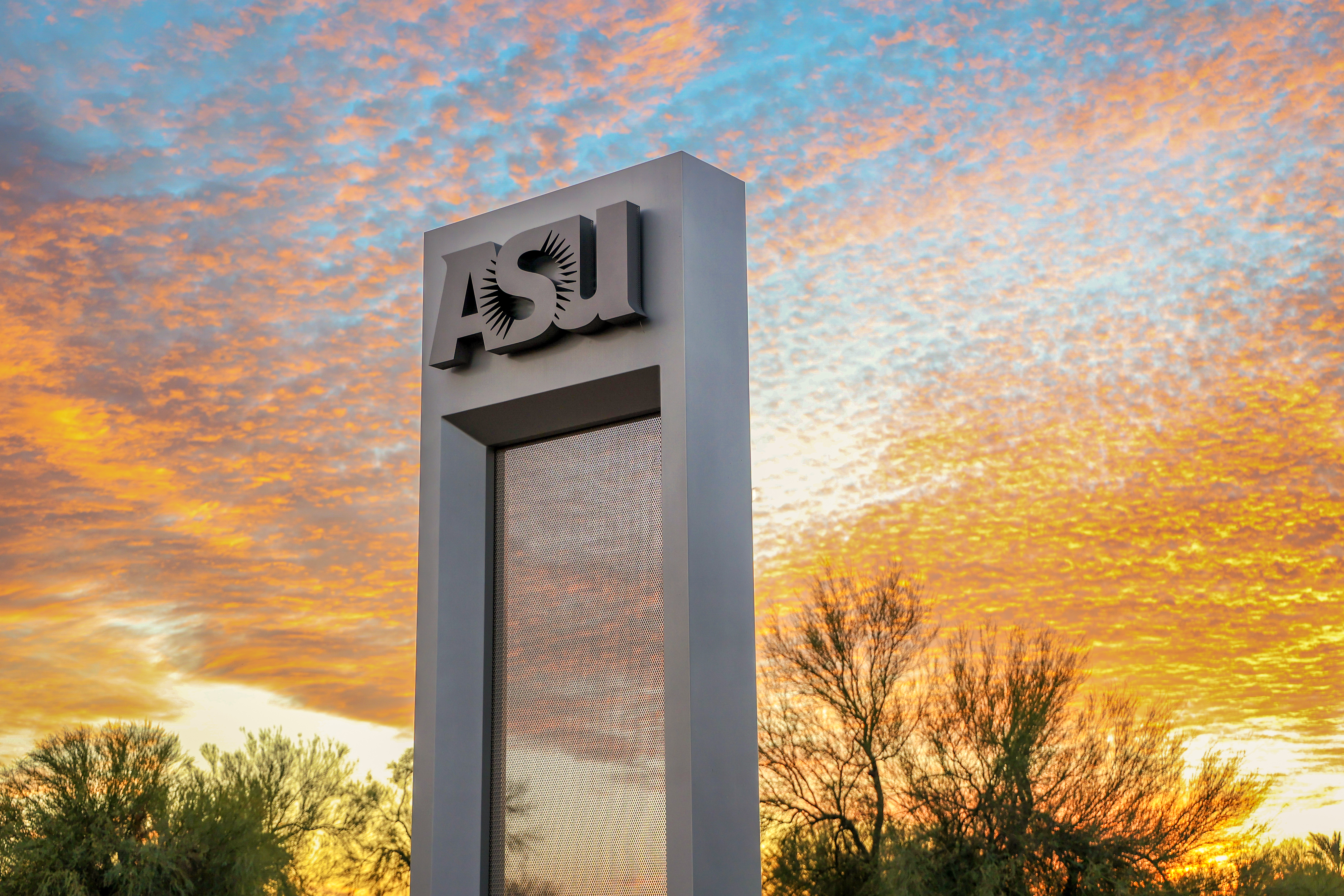 ASU Statue in twilight