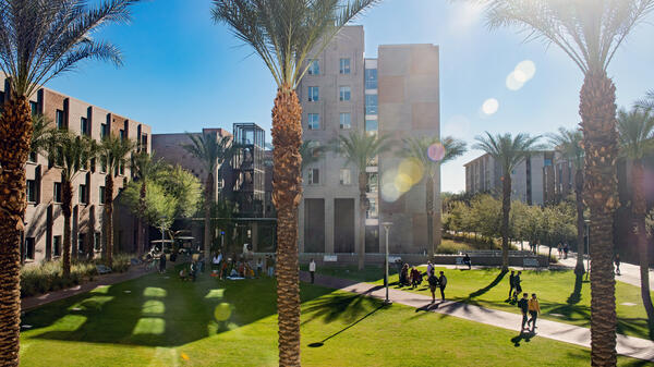 A view of the Barrett, Honors College courtyard